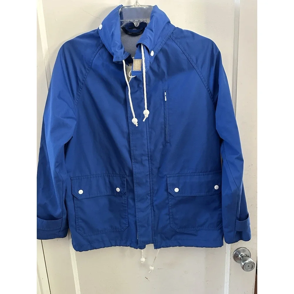 Lands End Men Size Medium Blue Jacket Dual Pocket Vintage